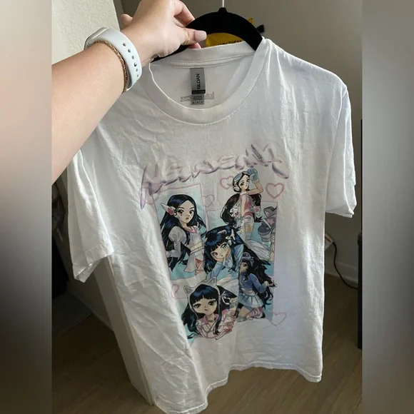 Tops | Official Newjeans Lollapalooza Anime Shirt White
